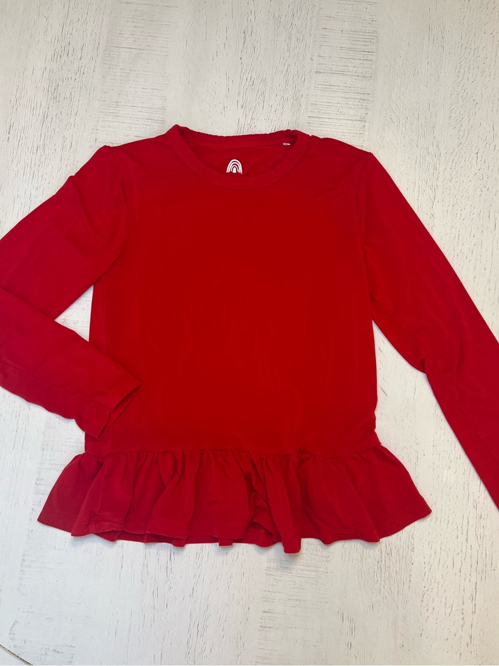 Emerson and Friends Red Bamboo Long Sleeve Peplum Top, Size 8/9